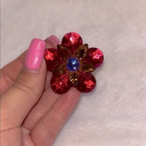 Elegant Floral Gemstone Crystal Flower Hair Clip